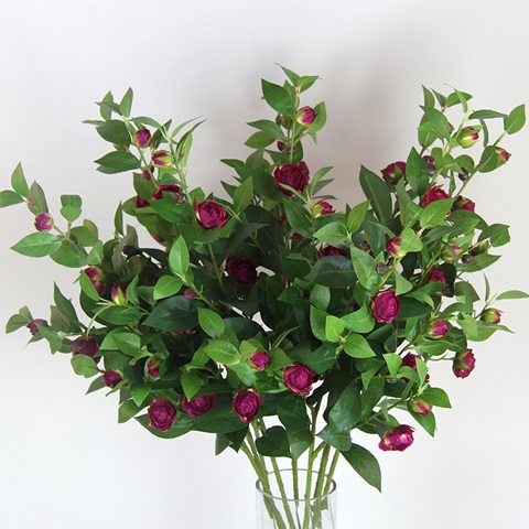 6Pcs Camellia Artificial Flower Home Decoration - Dark Red - Click Image to Close