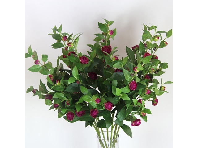 6Pcs Camellia Artificial Flower Home Decoration - Dark Red - Click Image to Close