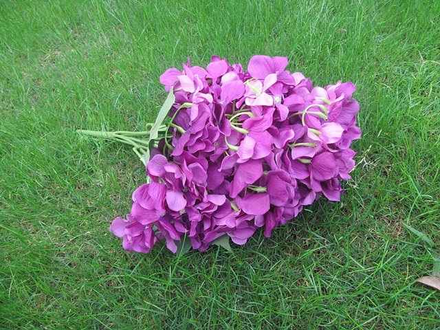 1Set Purple Artificial Hydrangea Flower Arrangement Home Wedding - Click Image to Close