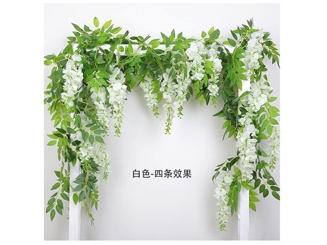 1Pc White Hanging Begonia Ivy Leaf Garland Wedding Flower Arch