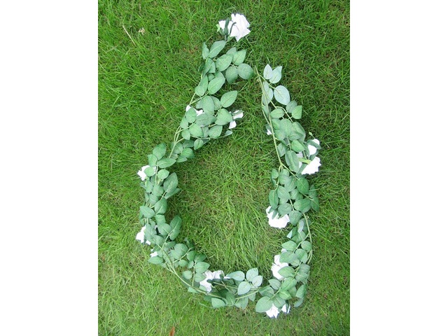 1Pc White Artificial Rose Leaf Garland Vine String Decor 1Pc White Artificial Rose Leaf Garland Vine String Decor