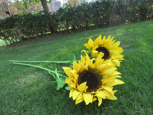 4Pcs Artificial Sun Flower Home Garden Decoration 17cm Dia - Click Image to Close
