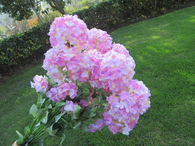 6Pcs Pink Artificial Hydrangea Flower Arrangement Home Wedding - Click Image to Close