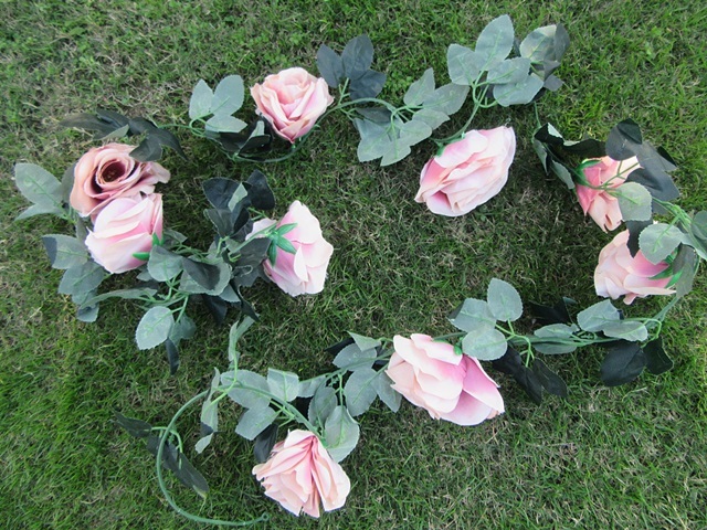 5Pcs 9 Flower Head Artificial Rose Leaf Garland Vine String Deco - Click Image to Close