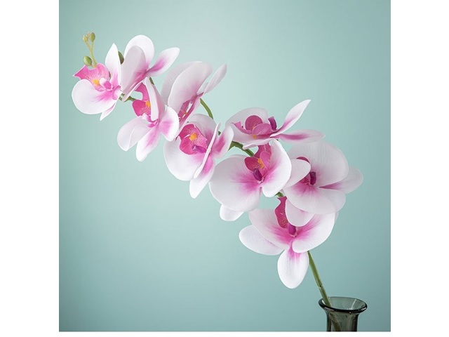 2Pcs White Artificial Moth Orchids Flower Arrangement Home Decor - Click Image to Close