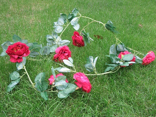 4Pcs 7 Flower Head Artificial Red Peony Leaf Garland Vine String 4Pcs 7 Flower Head Artificial Red Peony Leaf Garland Vine String