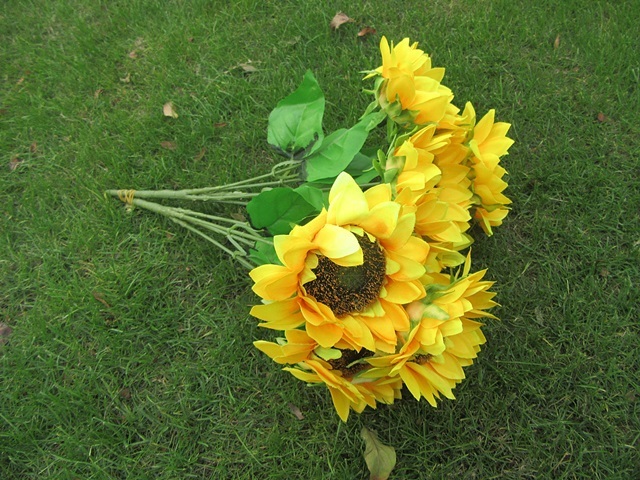(image for) 2Bunch x 5 Head Artificial Sun Flower Home Garden Decoration