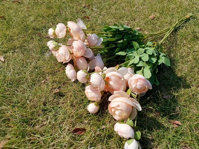 (image for) 6Pcs Soft Peach Cabbage Roses Artificial Flower Decoration