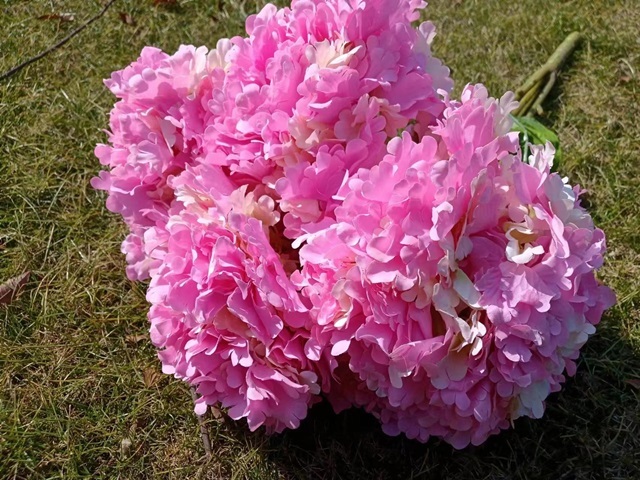 (image for) 1Pc x 5 Head Hydrangea Flower Arrangement Wedding Decoration