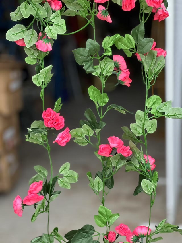 6Pcs 36 Flower Head Artificial Deep Pink Peony Leaf Garland Vine
