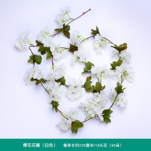 6Pcs 18 Head Off White Cherry Blossom Sakura Leaf Garland Vine S - Click Image to Close