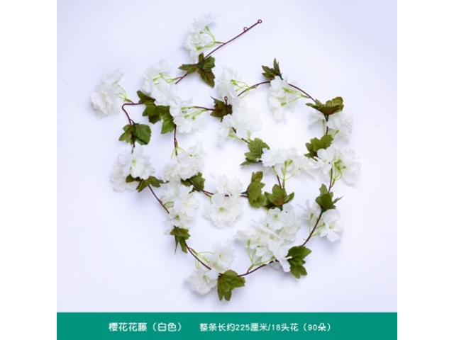 6Pcs 18 Head Off White Cherry Blossom Sakura Leaf Garland Vine S - Click Image to Close