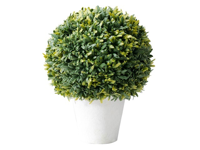 1Pc Artificial Boxwood Ball Plant in White Pot Home Garden 27cm