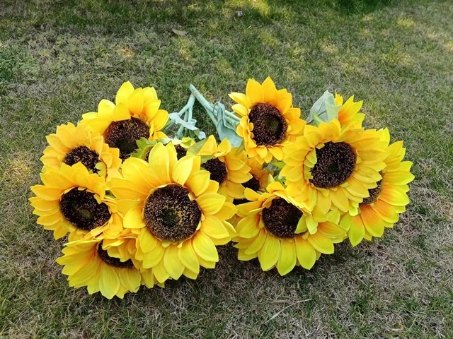 2Pcs Artificial Sun Flower Home Garden Decoration 60cm Long - Click Image to Close