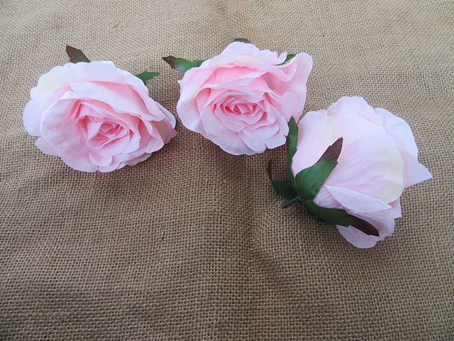 50Pcs Pink Artificial Rose Flower Head Buds Embellishment DIY - Click Image to Close