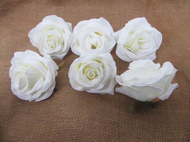 20Pcs White Artificial Rose Flower Head Buds Embellishment DIY - Click Image to Close