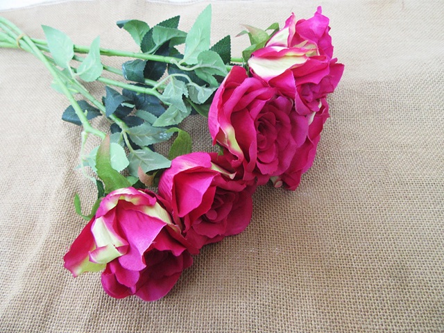 6Pcs Artificial Rose Flower Arrangement Home Wedding Decor - Click Image to Close
