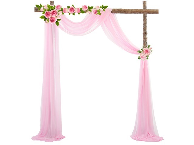 1Pc Pink Wedding Arch Chiffon Backdrop Curtain Drapes Background