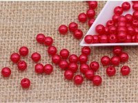 2500 Red Round Simulate Pearl Loose Beads 6mm