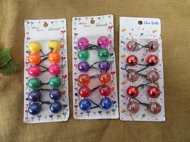 6 Sheets 24mm Stylish Elastic Bubble Ball Hair Ties Holders Hair