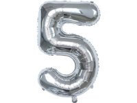 6Pcs Silver Numbers 5 Air-Filled Foil Balloons Party Decor
