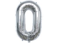 6Pcs Silver Numbers 0 Air-Filled Foil Balloons Party Decor