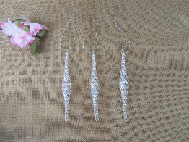 3Pcs Glass Finial Ornaments Hanging Pendants Home Party