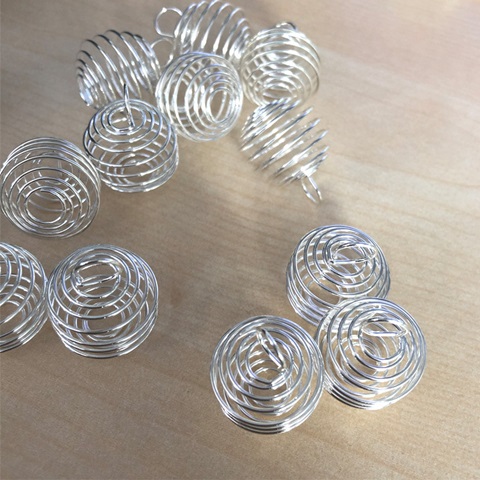 50 Nickel Color Spiral Bead Cages Pendants Findings 30x25mm Size - Click Image to Close