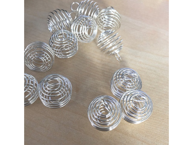 (image for) 50 Nickel Color Spiral Bead Cages Pendants Findings 30x25mm Size
