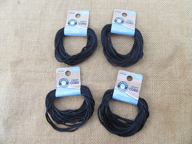 3Pack x 4Pcs 48Yds Black Beading Silky Cord Jewellery Rope 2.5mm - Click Image to Close