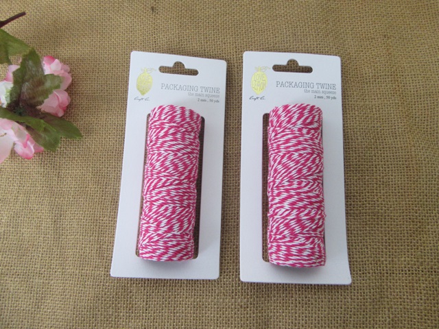 6Roll x 50Yds Pink White Cotton Bakers Twine String Cord Rope - Click Image to Close