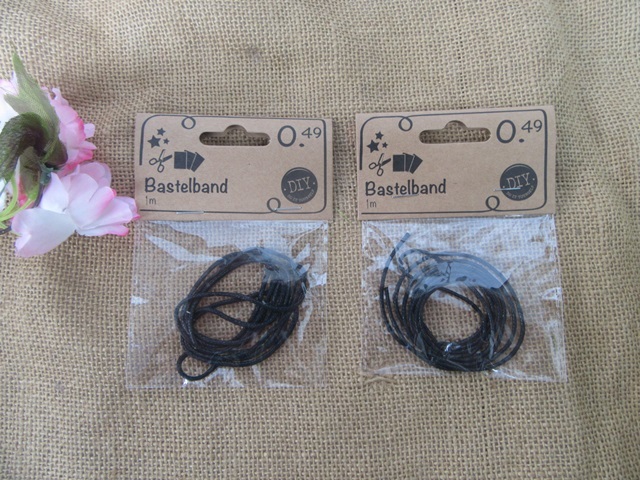 20Pcs x 1m Black Waxen Strings DIY Craft Jewlery Rope 2mm Dia