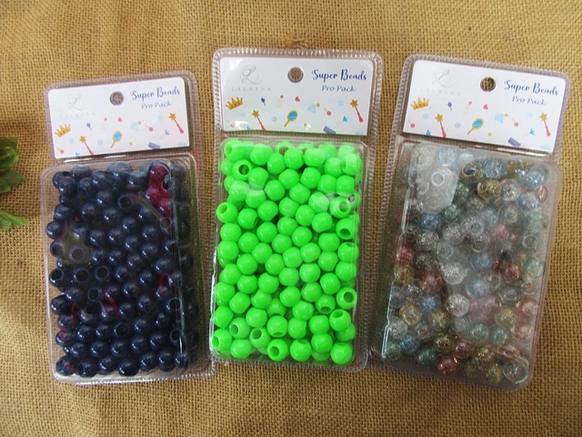 6Sheet x 150Pcs Pony Beads Hair Beads 14mm Dia Retail Pack Mixed - Click Image to Close