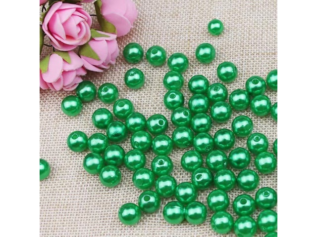 2500 Green 6mm Round Simulate Pearl Beads - Click Image to Close