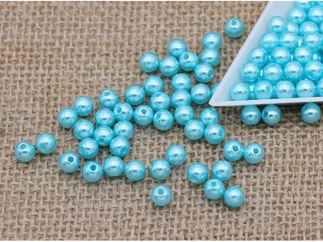 2500 Blue Round Simulate Pearl Loose Beads 6mm