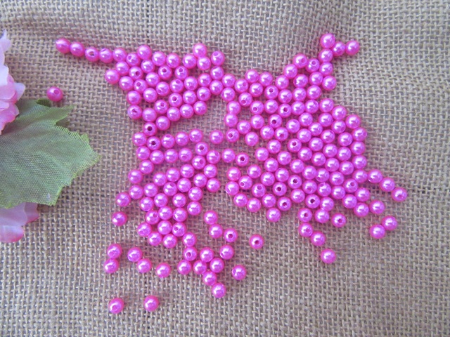 2500 Hot Pink 6mm Round Simulate Pearl Beads - Click Image to Close