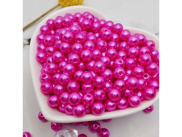 500 Fuschia Round Simulate Pearl Loose Beads 10mm - Click Image to Close