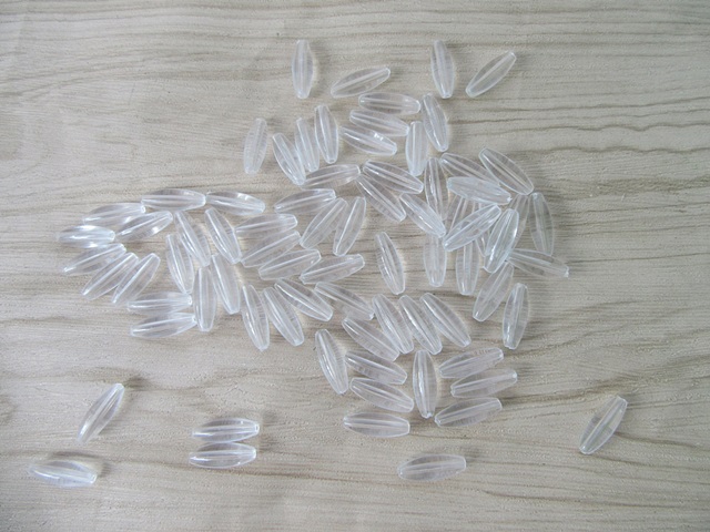 500g (4550Pcs) Clear Faux Rice Beads Loose Beads 4x12mm - Click Image to Close