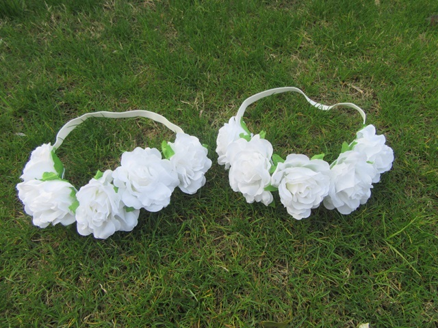 6Pcs Elastic Rose Flower Forehead Garland Headpiece Hair Band