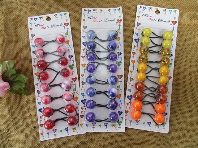 6sheet x 8pcs 20mm Elastic Bubble Ball Hair Ties Holders Hair - Click Image to Close