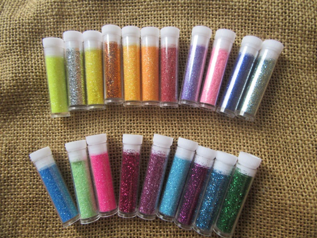 4 Sheet X 20pcs Craft Glitter Tubes Mixed Colors - Click Image to Close