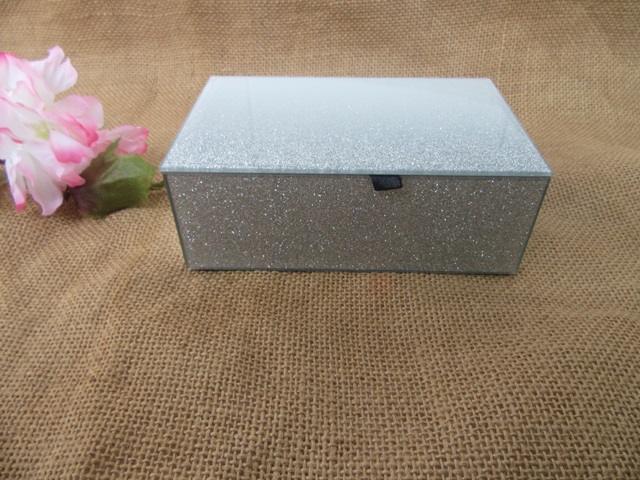 1Pc Luxurious Elegant Silver Glitter Jewelry Trinket Box - Click Image to Close