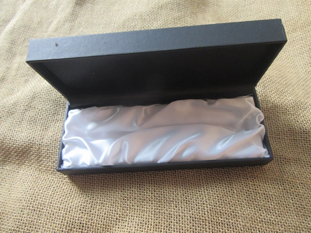 4Pcs Deep Pocket Pen Black Box White Satin Bed Display Case - Click Image to Close