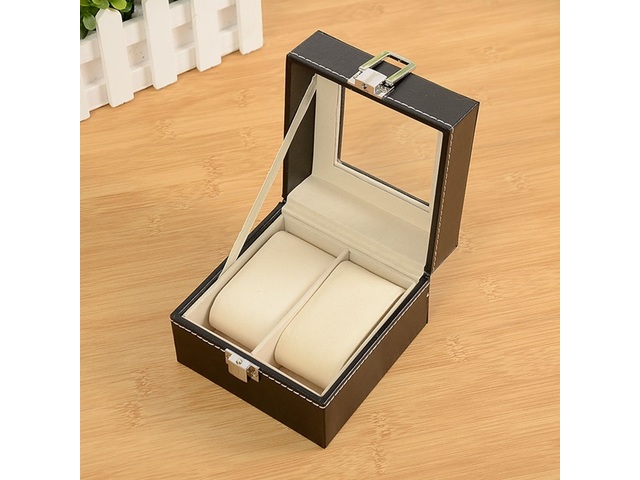 1Pc Black Watch Storage 2 Compartment Display Case 1Pc Black Watch Storage 2 Compartment Display Case