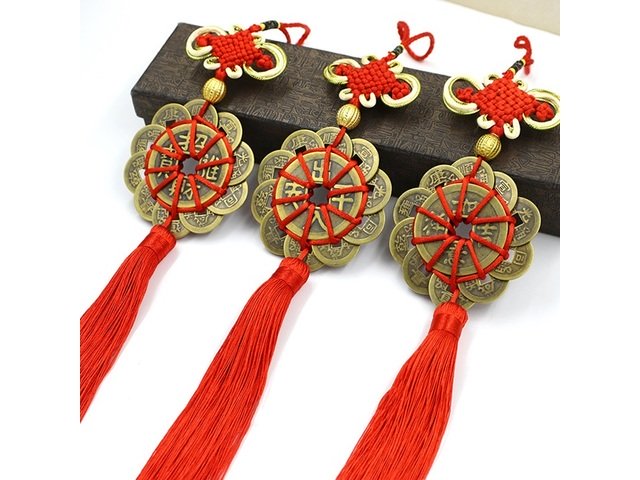 6Pcs Lucky Chinese Fengshui Hanging Charm Amulet Coins Pendants