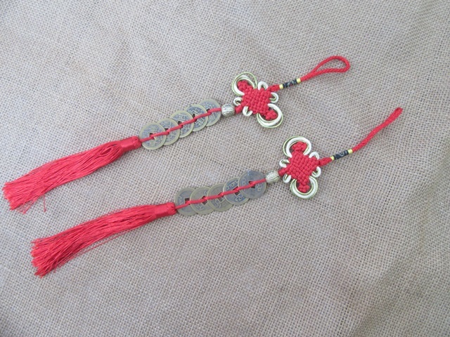 6Pcs Lucky Chinese Fengshui Hanging 5 Charm Amulet Coins Pendant