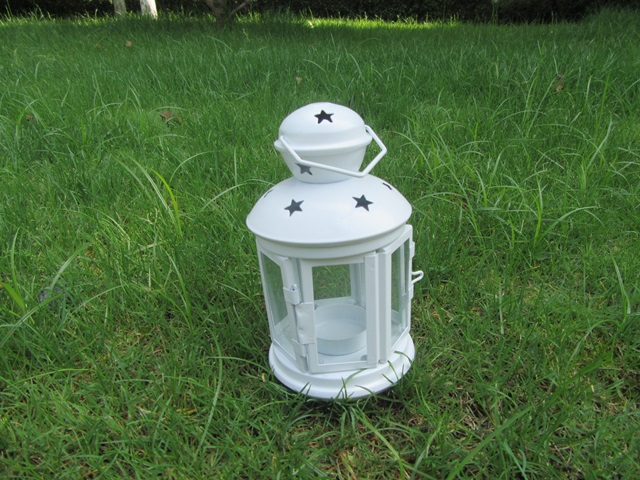 1Pc Portable White Hollow Star Hanging Candle Holder Lantern - Click Image to Close