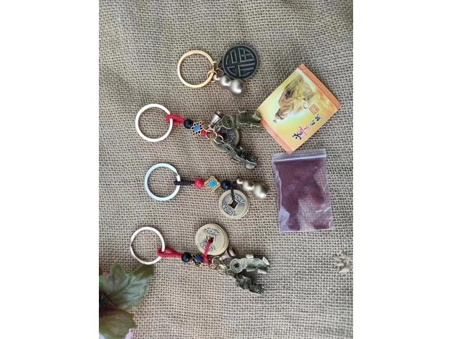 6Pcs Chinese Lucky Charms Amulet Feng Shui Keyrings