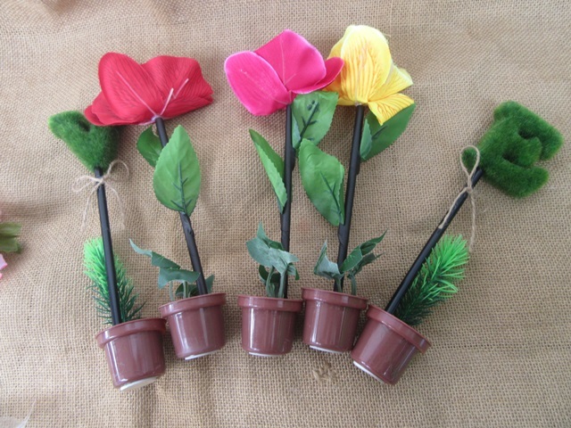 6Pcs Flower Plant Pot Style Stationery Blue Ink Ball Point Pen 6Pcs Flower Plant Pot Style Stationery Blue Ink Ball Point Pen