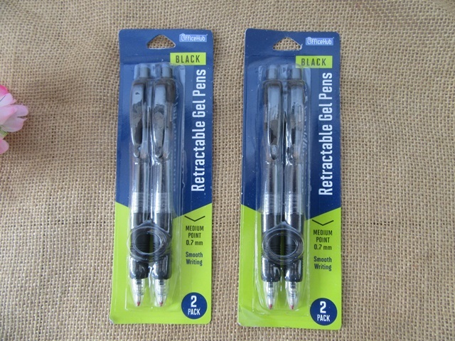 6Sheet x 2Pcs Black Ink Retractable Gel Pens Office 6Sheet x 2Pcs Black Ink Retractable Gel Pens Office